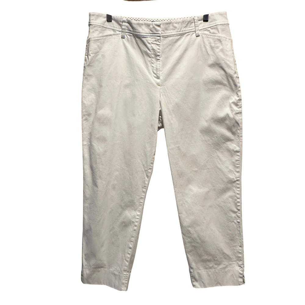 Talbots Perfect Crop Pant‎ Women 14 Curvy White Cotton Stretch Casual Chino